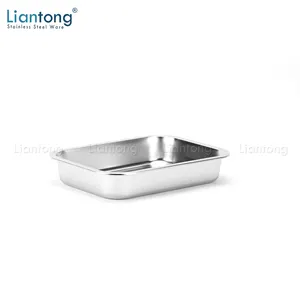 High Quality Restaurant Hotel Stainless Steel 201 Material Rolled Edge Rectangular Pan Deep Tray Cat Litter Box with Cover