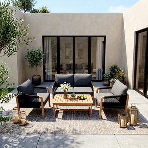 Conjunto de Sofá de Madera de Acacia Contemporáneo (4 Piezas), Plegable, Ecológico, para Jardín, Villa, Hotel, Muebles de Madera de Teca, Venta al Por Mayor - Product Image 1