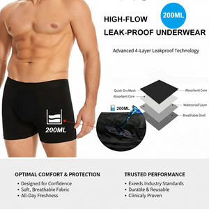 Hygieia Mutande Lavabili in Bambù da 200ml ad Alta Assorbenza per Uomo, <span class=keywords><strong>Pannolini</strong></span> Riutilizzabili per Incontinenza, Vendita all'Ingrosso - Product Image 2