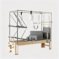 Reformer de Pilates de Lujo de Madera de Arce Canadiense con Torre Cadillac Integrada 3 en 1 para Entrenamiento Profesional de Yoga