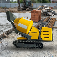 Nouvelle bétonnière autochargeuse mini 300L, portable, automatique, sur chenilles, mini tombereau à béton, petite mini chenille avec conception sur chenilles