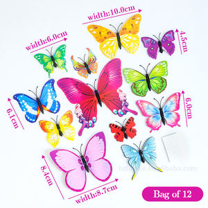 Nuevo Juego de Adornos de Plástico para Pastel, Decoración en Rojo, Azul y Verde, 12 Mariposas - Product Image 2