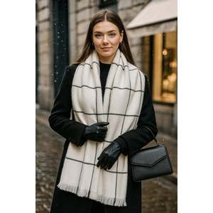 Women's Off-White 70x180 cm Square Patterned <b>Shawl</b> Custom <b>Ethnic</b> Style Polyester <b>Scarf</b>-SAL1210 - Product Image 3