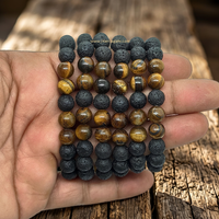 Bracelet ajustable en pierre de lave polie et œil de tigre, perles en pierres semi-précieuses, diffuseur d'aromathérapie Feng Shui, bijoux JILANI