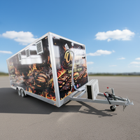 Camion de restauration rapide mobile de 5,2 m pour glaces et snacks, remorque carrée noire en fibre de verre, aluminium et acier inoxydable, résistante à la rouille, 4 roues