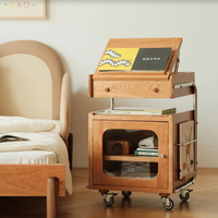 Table basse moderne en panneaux de bois avec rangement, table d'appoint portable et réglable pour la maison