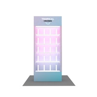 Vitrine d'exposition portable rétroéclairée en aluminium de 3 pieds avec étagères en acrylique pour salons professionnels