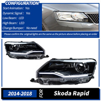 Ensemble de phares de remplacement pour Skoda Rapid 2014-2018, mise à niveau avec lentille de projecteur LED, style cils, clignotant séquentiel DRL