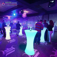 Table de bar à cocktails LED multicolore Mange Debout Lumineuse - Ronde, en plastique, moderne, rechargeable avec batterie au lithium, contemporaine, 1W