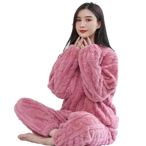 <span class=keywords><strong>Conjunto</strong></span> de Pijama de Terciopelo Coral <span class=keywords><strong>para</strong></span> <span class=keywords><strong>Mujer</strong></span>, Invierno 2025, Ropa de Dormir Térmica de Franela, Gruesa, de Color Sólido, Transpirable y Tejida a Crochet - Product Image 6