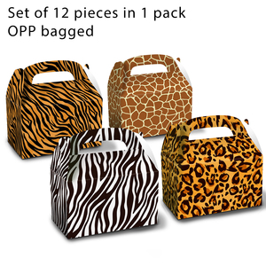 Nicro 12pcs Jungle Animals Party Decorations Leopard Print Birthday Gift Bags <strong>Safari</strong> Animals Favor Goodies <strong>Boxes</strong> for Baby Shower - Product Image 5
