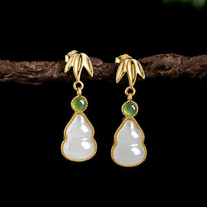 Boucles d'oreilles en jade Hetian naturel, argent S925 incrusté, bijoux féminins simples et élégants, cadeau avec certificat d'évaluation D866 - Product Image 2