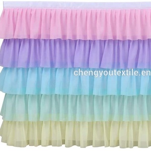 Falda de <span class=keywords><strong>mesa</strong></span> con volantes de tul de arcoíris personalizada, tutú <span class=keywords><strong>para</strong></span> cumpleaños, baby shower, <span class=keywords><strong>mesa</strong></span> de novia hawaiana, venta al por mayor - Product Image 2
