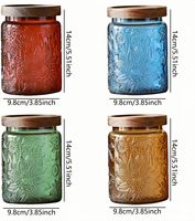Lot de 4 bocaux de rangement vintage en verre motif tournesol avec couvercles en bois hermétiques – Ensemble de récipients alimentaires écologiques décoratifs pour cuisine