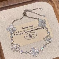 Bracelet manchette de luxe en laiton plaqué argent, orné de fleurs colorées en zircon et cristal, tendance et élégant, pour filles