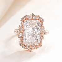 Bague de fiançailles en or 14K 18K avec halo de diamants de laboratoire taille radiant certifiés IGI 3CT 5CT 7CT, bijoux fins personnalisés en gros
