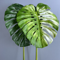 Feuille de Monstera artificielle réaliste au toucher naturel, design réaliste, feuillage vert et blanc, pour la décoration de la maison, de l'hôtel, du salon, de la table