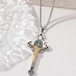 <b>Cross</b> Jesus Crucifixion 18K <b>Gold</b> Plated Waterproof Non Tarnish Stainless Steel <b>Pendant</b> Fashion Jewelry Necklaces for Women - Product Image 6