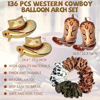 Ensemble de 136 ballons en latex sur le thème du cow-boy occidental, chapeau de cow-boy, bottes, fournitures pour fête sur le thème de la ferme, décorations de fête prénatale