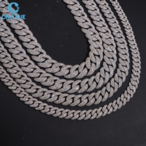 Collar de Cadena de Plata 925 con Baño de Rodio y Moissanita para Hombre, con Logotipo Personalizado, Corte Brillante Redondo, Microincrustaciones, Estilo Hiphop - Product Image 4