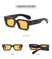 Lunettes de Soleil Carrées Mi Nail Rivet Beach Vintage Private Label Noir Jaune Double Couleur Offres Spéciales