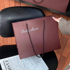 Wholesale Durable Holidays Hats Shoes Clothing Extra Large <strong>Wine</strong> Red Gift Packaging <strong>Bags</strong> with Ribbon Luxury Shopping Paper <strong>Bag</strong> - Product Image 4