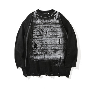 Pull en maille streetwear pour homme, avec <span class=keywords><strong>logo</strong></span> imprimé <span class=keywords><strong>sur</strong></span> le devant, service personnalisé, faible MOQ, collection automne - Product Image 5
