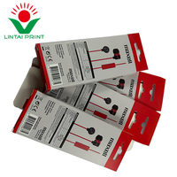 Personnalisé suspendu pas cher chargeur câble de données au détail casque papier boîte d'emballage fenêtre papier boîte accessoires de téléphone portable papier