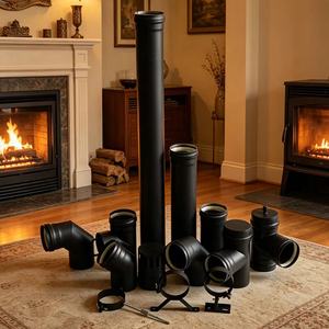 Tuyau de cheminée pour poêle à granulés 100 mm en acier au carbone noir pour poêle à granulés - Product Image 1