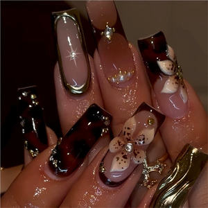 <span class=keywords><strong>Faux</strong></span> ongles 3D carrés à coller en forme de cerise rose, bouts français en ABS, 24 pièces d'ongles artificiels - Product Image 3