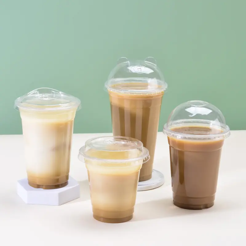 most popular items transparent disposable PET plastic cups with lids for coffee jelly icecream