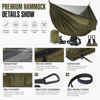 Hamac de camping portable personnalisé anti-moustiques en nylon pour équipement de camping en plein air, randonnée, trekking, voyage ou jardin