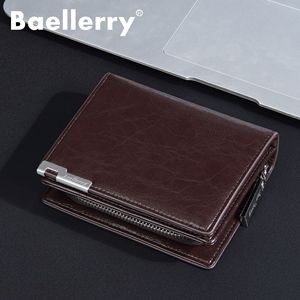 กระเป๋าสตางค์ผู้ชายแบบสั้น Baellerry สีดำกาแฟ กระเป๋าใส่เหรียญแบบมีซิปอเนกประสงค์สำหรับใช้ในชีวิตประจำวัน - Product Image 3