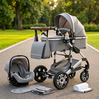 Poussette 3 en 1 de luxe pour bébé avec siège auto, coton, 4 roues en caoutchouc, cadre pliable en alliage d'aluminium