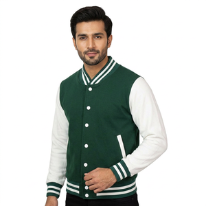Veste de sport athlétique pour homme avec bordure côtelée, boutons et patchs brodés pour un style décontracté et élégant - Product Image 1