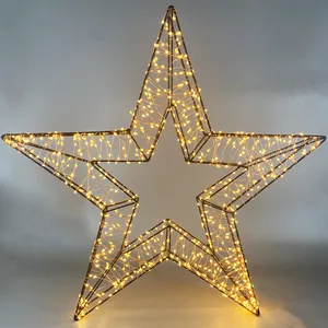 D38cm户外圣诞装饰星星3d图案3d灯光金属巨型装饰圣诞led灯户外星星照明