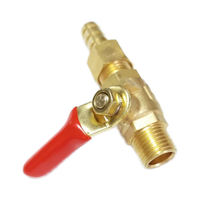 Small Red Handle Brass Gas Stove Valve 1/4 Outer Thread Insertion Pagoda Head Threaded Connection Ball Valve Product Category