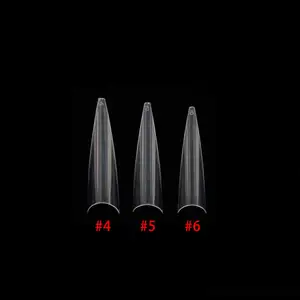 Refill size 4.5.6 600tips each bag Half Cover Artificial C Curve Curved Pointed False xxl extra long gel Stiletto Nail Tips