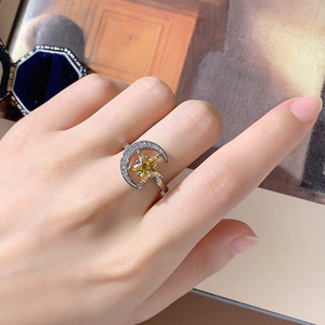 Bague de fiançailles en argent 925 de luxe, motif vague, en acier inoxydable, moissanite, argent 925 - Product Image 1