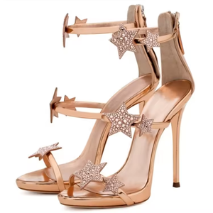 2025 New High <b>Heel</b> Women Heeled Sandals Designer 3D Diamond Stars Ladies Tiny Rhinestone Stiletto Heeled Sandals Open <b>Toe</b> Pumps - Product Image 2