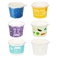 Bols en papier ronds jetables pour soupe chaude, ramen, avec couvercle, logo personnalisé imprimé