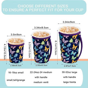 Portabicchieri in Neoprene Riutilizzabile con Manico, Personalizzabile con Logo, per Bevande Fredde da 16oz, 20oz, 22oz, 32oz - Product Image 2