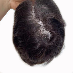 Prótesis Capilar de Encaje Francés con Frente Decolorado y Base de PU para <span class=keywords><strong>Hombre</strong></span>, Venta al por Mayor, Cabello Q6 # Parche de Pérdida 1B - Product Image 4