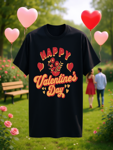 T-Shirt con Cuore per San Valentino, Maglietta Casual da Uomo a Maniche Corte, 100% Cotone, Stampa Regular Fit, Collo Tondo, Stile Jersey - Product Image 2