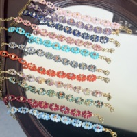 Bracelet de luxe tendance en pierre naturelle facettée avec zircon cubique, perles tressées, fermoir en acier inoxydable, réglable, pour femme