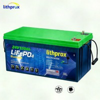 Batería de fosfato de hierro y litio Grado A 24V 120AH 6000+ ciclos profundos para almacenamiento doméstico RS485 Conector Anderson CE RoHS IP67 Servicio OEM ODM