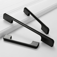 Siyah Uzun Gardırop Kapı Kolları Modern Minimalist Lüks Uzun Şerit Dolap Çekmece Kapı Kolları