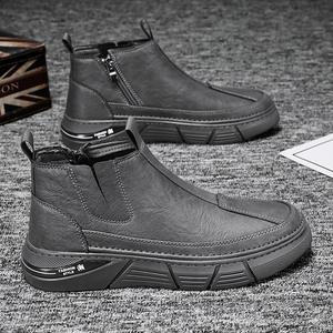 Best-selling Unisex Winter <b>Warm</b> Comfortable Ankle & Bootie Genuine Leather Waterproof Cloth <b>Boots</b> Plush Midsole for Casual <b>Work</b> - Product Image 2