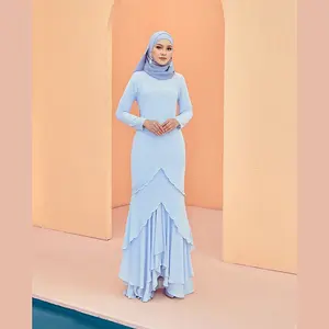 SIPO Eid 2023马来西亚纯色印度尼西亚女装Kebaya马来西亚摩登平纹休闲亚麻巴珠库隆现代