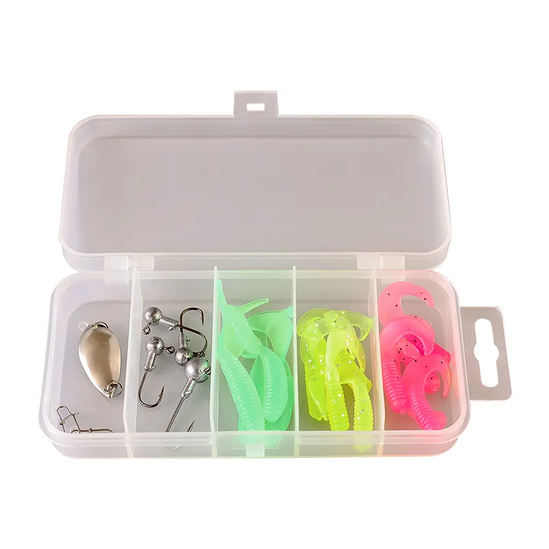 DN 23pcs Fishing Lures Kit Soft Plastic Fishing Lure Set Jig Head Snap Spoon Lures Set